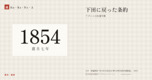 1854年（嘉永七年）の年代板。幕末・維新。下田に戻った条約 ―― アダムスの批准交換