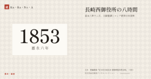 1853年（嘉永六年）の年代板。幕末・維新。長崎西御役所の八時間 ―― 嘉永六年十二月、川路聖謨とロシア使節の初談判