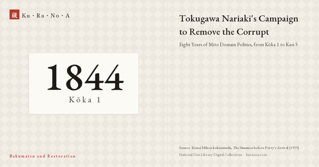 Year plate. Tokugawa Nariaki's Campaign to Remove the Treacherous ―― Eight Years of Mito Domain Politics, from Kōka 1 to Kaei 5