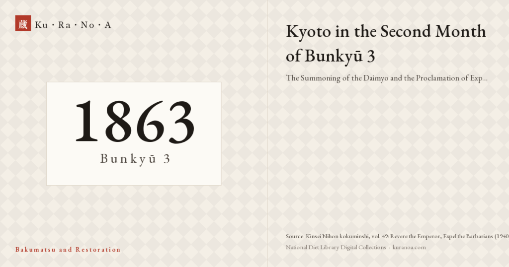 Year plate. Kyoto in the Second Month of Bunkyū 3 ―― The Summoning of the Daimyo and the Proclamation of Expelling the Barbarians
